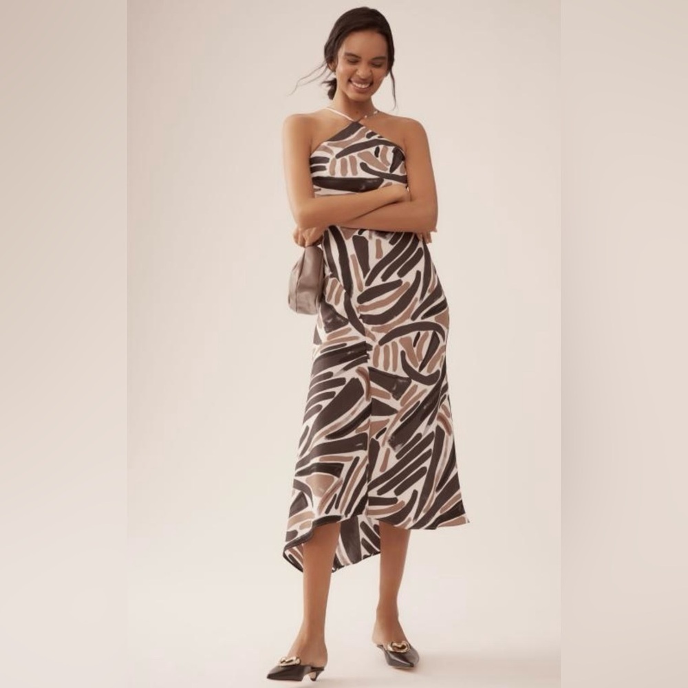 Anthropologie Halter Slip Midi Dress Size XL Multicolor Pullover Sleeveless NWT